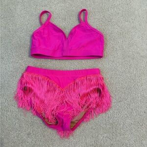 Black and Pink Vibrant Pink Kids Fringe Set